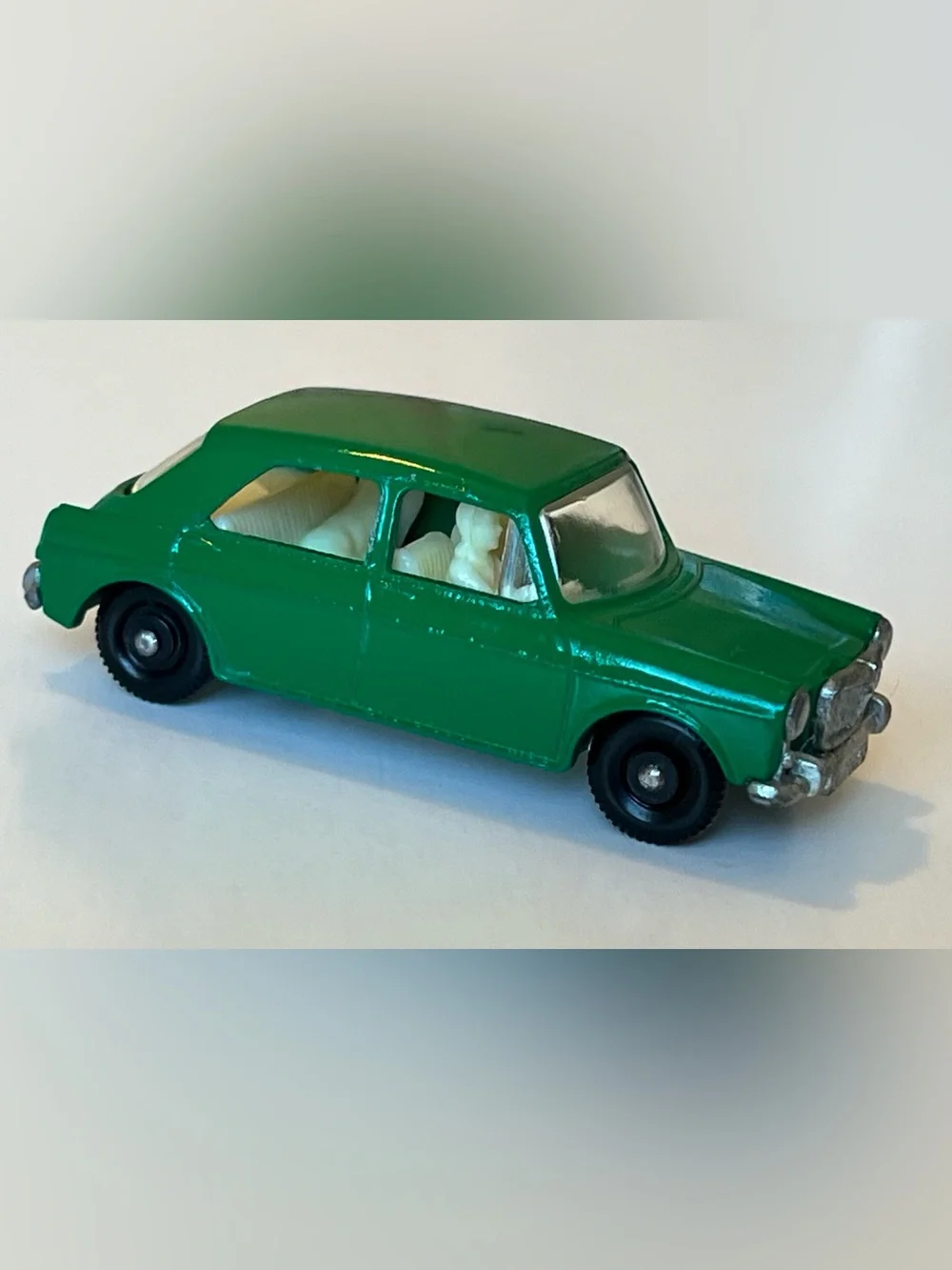 Vintage Matchbox No. 64 MG 1100 Green Ivory Interior Driver & Dog Lesney England